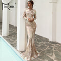 Missord 2022 Women Sexy O Neck Long Sleeve Backless Sequin Dresses Female Elegant Multi Autumn Winter Maxi