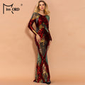 Missord 2022 Women Sexy O Neck Long Sleeve Backless Sequin Dresses Female Elegant Multi Autumn Winter Maxi