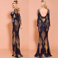 Missord 2022 Women Sexy O Neck Long Sleeve Backless Sequin Dresses Female Elegant Multi Autumn Winter Maxi