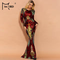 Missord 2022 Women Sexy O Neck Long Sleeve Backless Sequin Dresses Female Elegant Multi Autumn Winter Maxi