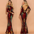 Missord 2022 Women Sexy O Neck Long Sleeve Backless Sequin Dresses Female Elegant Multi Autumn Winter Maxi