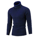 Casual Men Winter Solid Color Turtle Neck Long Sleeve