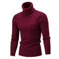 Casual Men Winter Solid Color Turtle Neck Long Sleeve