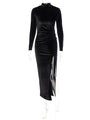 Women Solid Velvet Long Sleeve Party Elegant Club