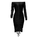 Sexy Velvet Drawstring Dress Women